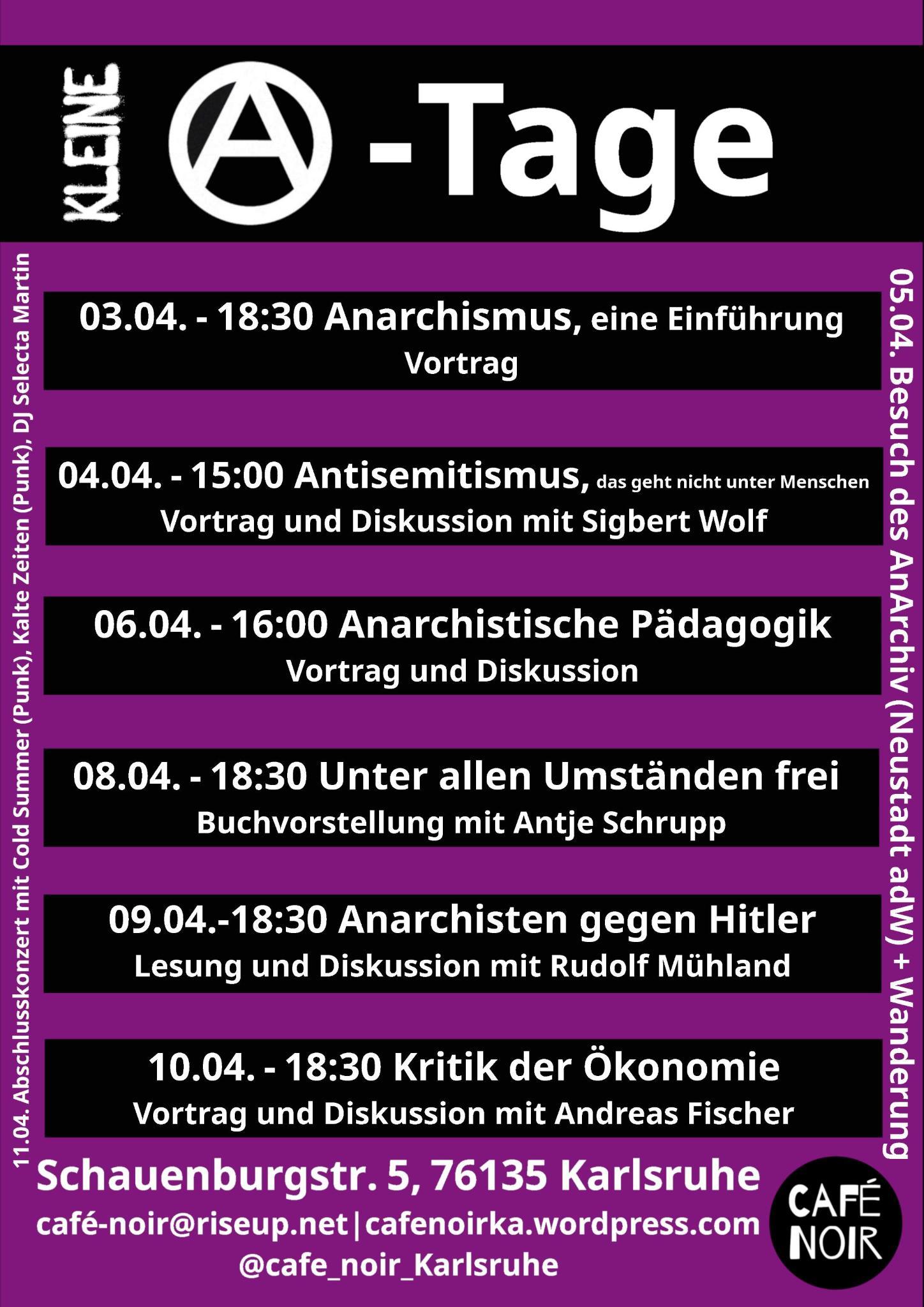 Kleine A-Tage 03.04.2026 – 11.04.2026!